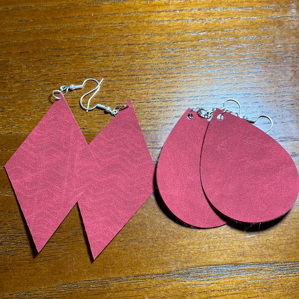 2 pair faux leather earrings